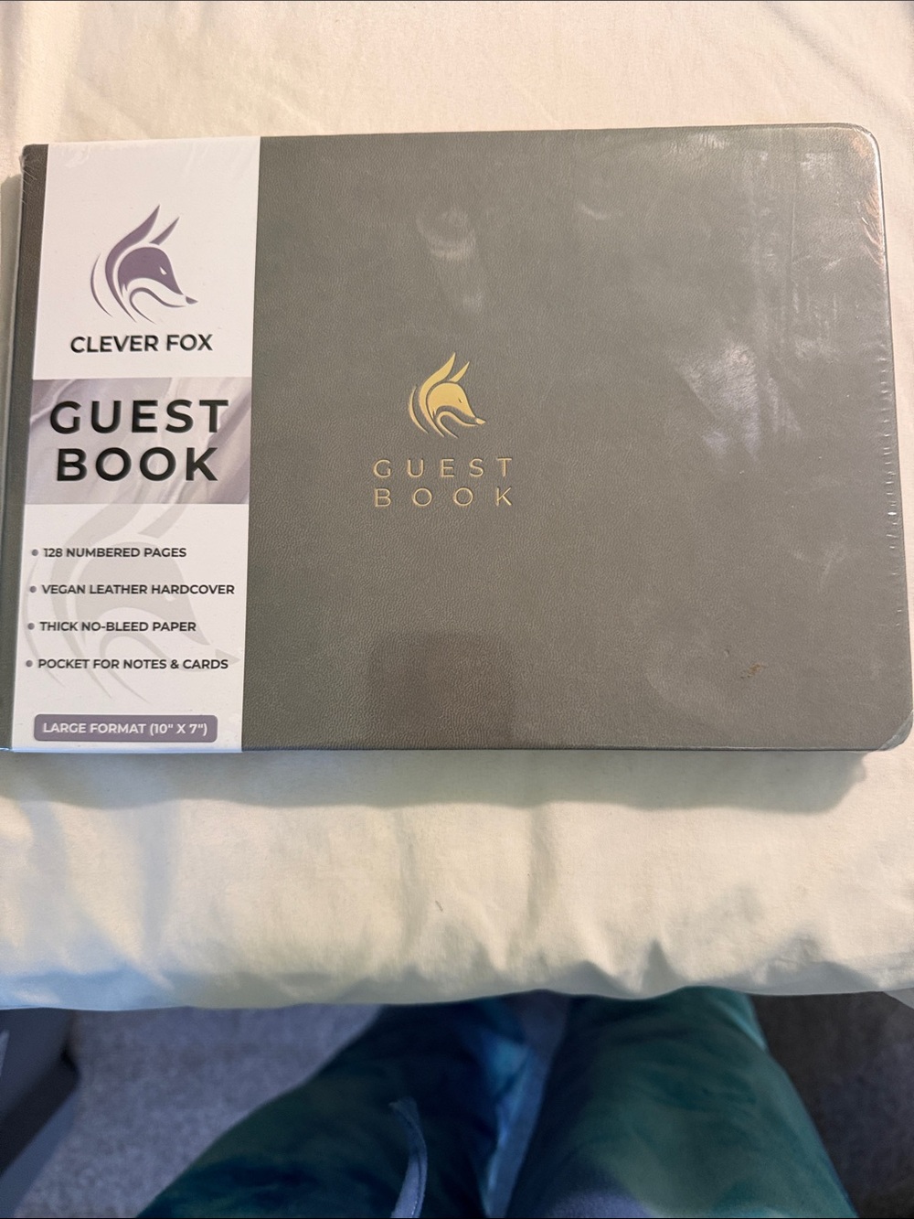 Clever Fox Gray Guest Book with Gold Logo